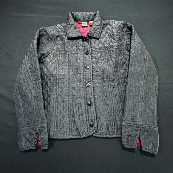 STO Quilted Silk Blend Jacket Pink Lining Snap Front Women's Size S - Picture 7 of 13
